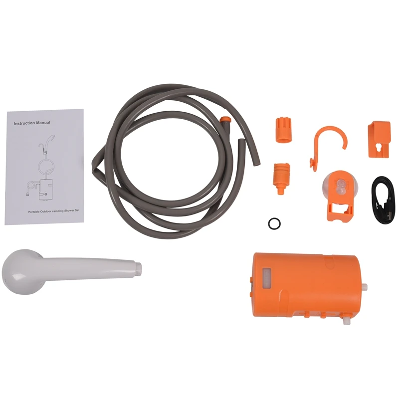 

Portable Outdoor Shower Waterproof Camping Shower Usb Rechargeable Powered Shower Pump for Family Hiking Backpacking Travel Beac