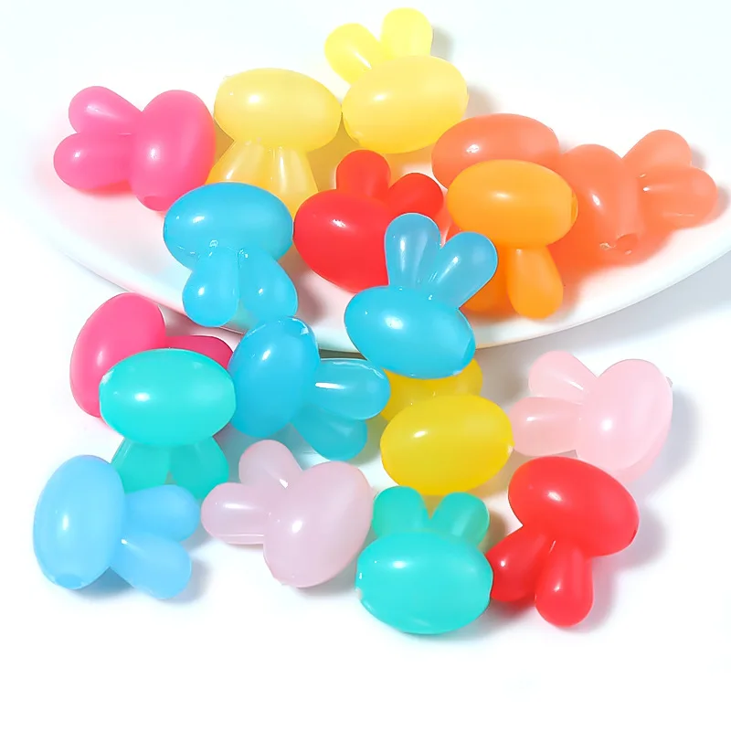 

30Pcs 13*15.5mm Mixed Jelly Color Acrylic Rabbit Cut Spacer Beads For DIY Jewelry Accessories Handicrafts