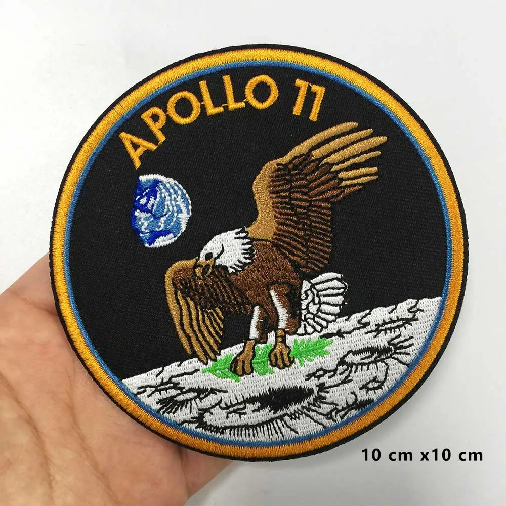 Вышитая аппликация APOLLO 11 железная нашивка этикетка для шитья панк байкерские