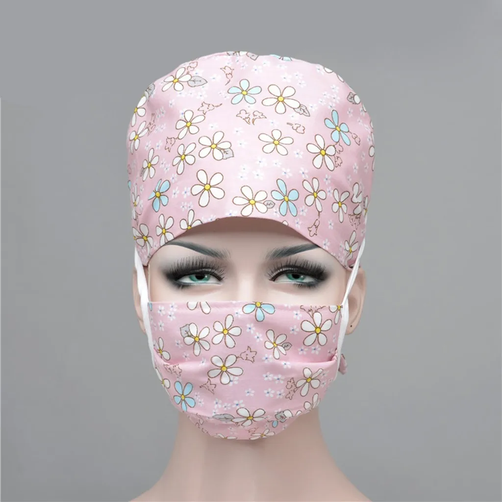 

Women Scrub Cap Bandage Washable Reuse Unisex Mens Hat Polyester Cotton Female Nurse Hat Gorro de enfermera mujer pelo largo Y1