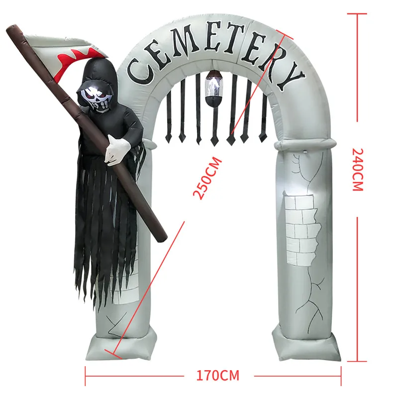 

Lighted Christmas Inflatable Santa and Snowman Archway with Bow LED Yard Art Decoration GQ