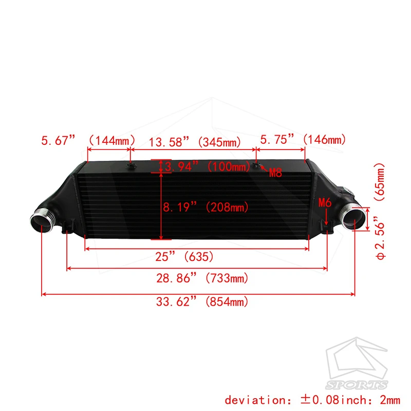 Competition Intercooler Fit For Ford Focus MK3 ST250 2.0L Turbo EcoBoost 2013-2018 Black |
