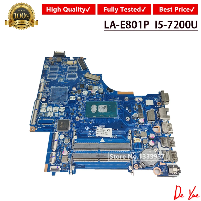 

For HP 250 G6 15-BS Laptop Motherboard 926247-601 926247-501 926247-001 CSL50/CSL52 LA-E801P With SR352 i5-7200u Mainboard