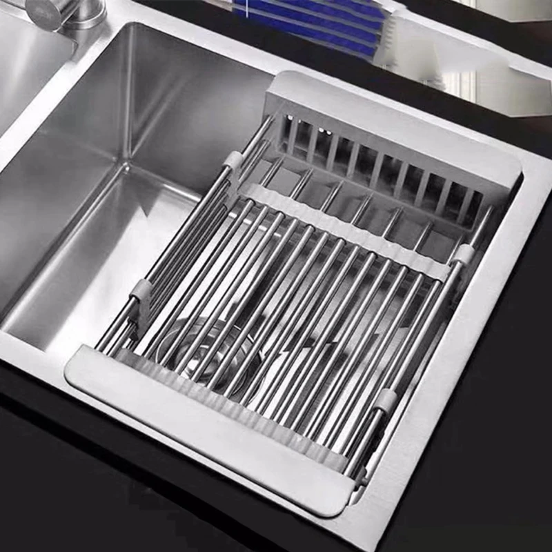 Сливная корзина для раковины из нержавеющей стали выдвижная сушилка посуды