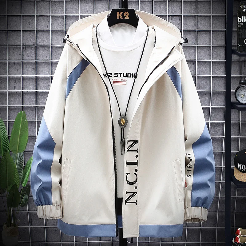 

Модная брендовая мужская куртка с принтом, Новинка весна-осень, мужская куртка с капюшоном в стиле high street, модная повседневная куртка для му...