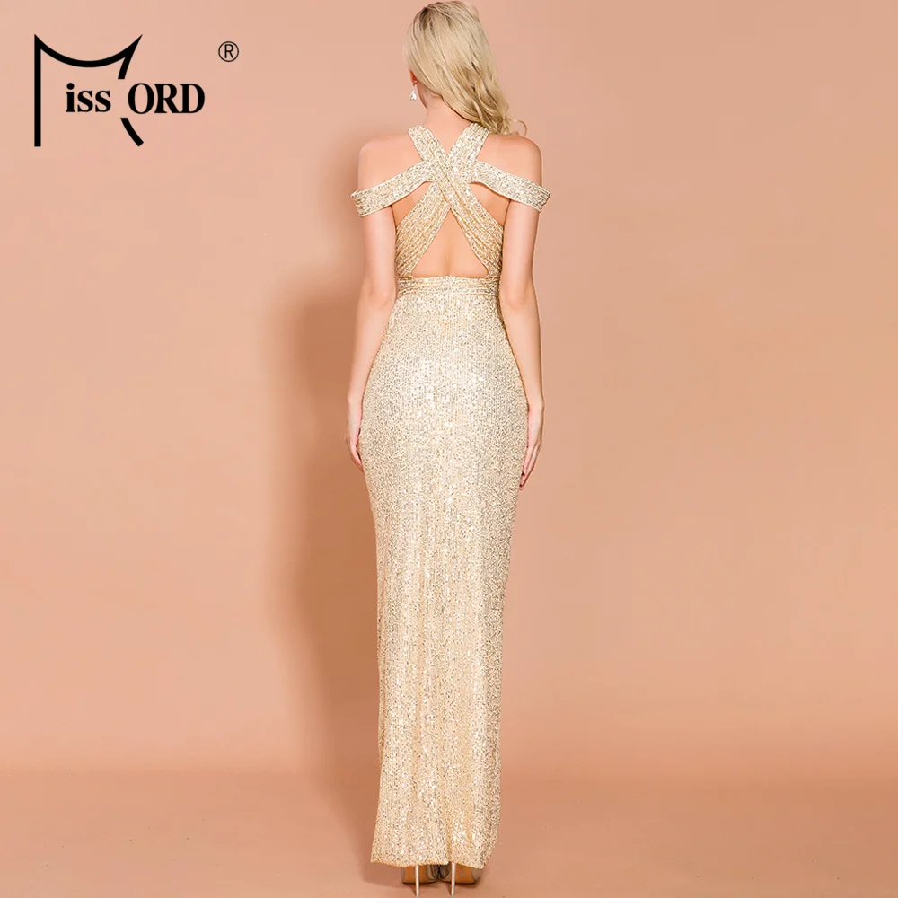 Missord 2021 сексуальные платья с глубоким вырезом и блестками женские макси высоким