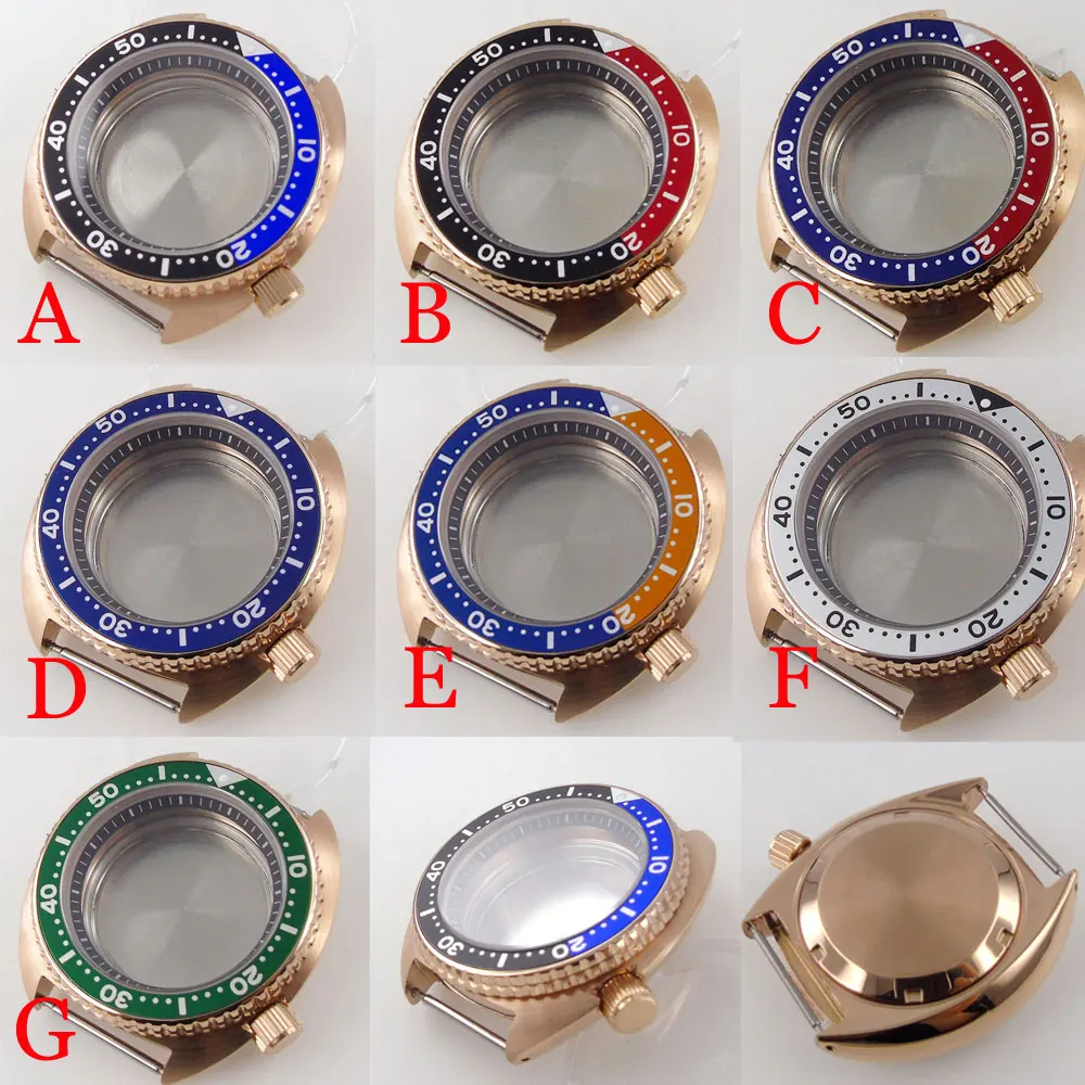 

Новинка, матовый чехол BLIGER для часов с покрытием из розового золота 45 мм, подходит для NH35A NH36A, с плоским сапфировым стеклом и кольцом в главе