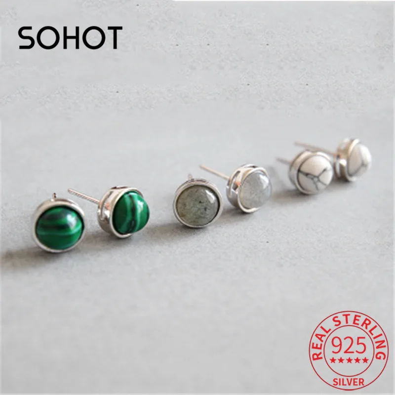 Женские серьги гвоздики из серебра 925 пробы с разноцветными