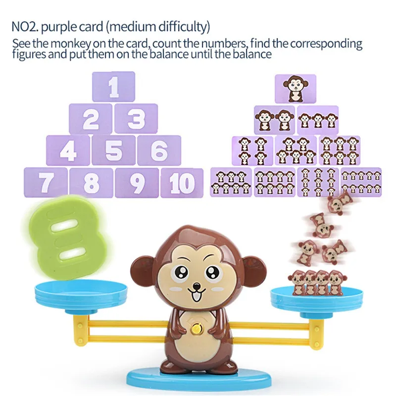 Monkey Digital Scale Early Learning Balance With Magnetic number block Preschool teaching Math Board Party Game Toy For Children | Игрушки и