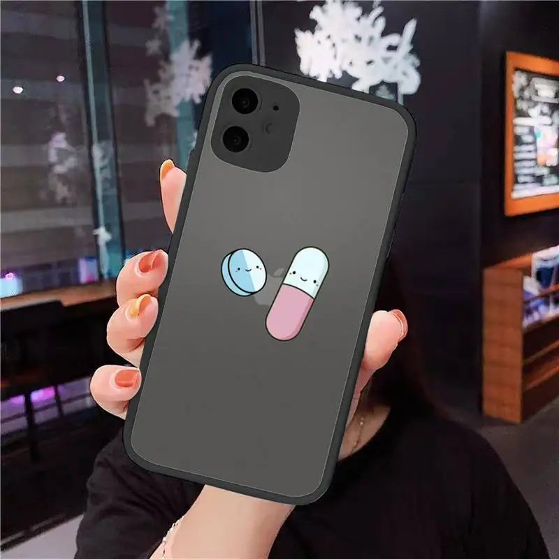 

Medical drug Pill Capsule Phone Case matte transparent For iphone 7 8 11 12 plus mini x xs xr pro max cover