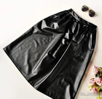 women faux leather pu skirt ladies long skirts for high waist fashion a line knee length casual pockets spring