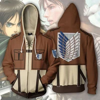 anime sweatshirt jersey hoodie attack on titan eren jaeger cosplay costume jacket zipper tops