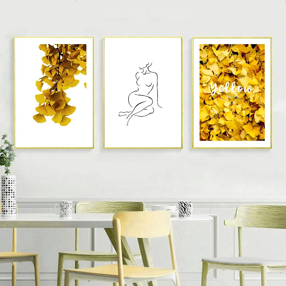 

Autumn Apricot Leaf Quote Abstract Lines Wall Art Canvas Painting Nordic Posters And Prints Wall Pictures For Living Room Decor