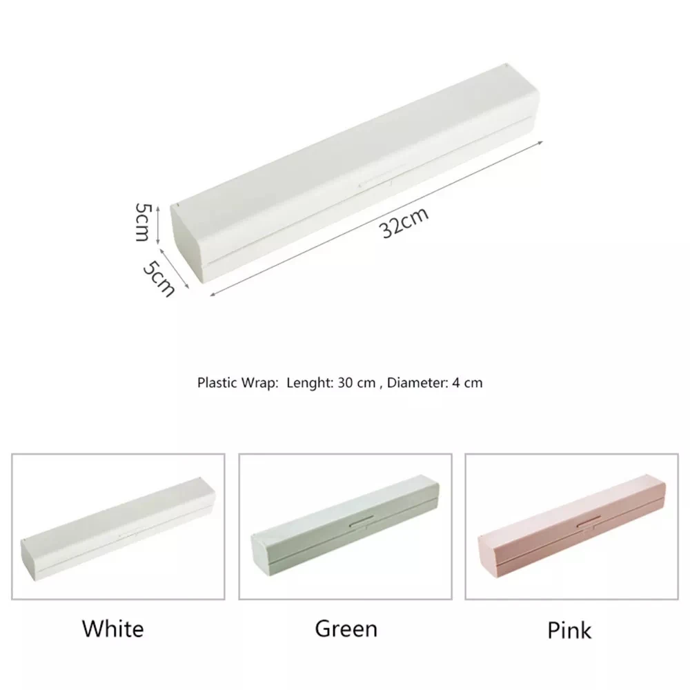 

Plastic Food Wrap Dispenser with Sharp Cling Food Wrap Cutter Convenient Storage Holder Kitchen Accessories Useful Tools