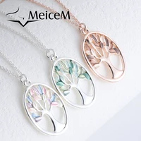 meicem boho geometric necklace for women pendant necklaces womens chain accessory colorful round leaves 2021 new design women