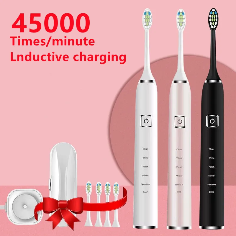 

Sonic Electric Toothbrush USB Rechargeable 45000 Time/Min Ultrasonic Electronic Whitening Teeth Brush 5 Mode with Travel Box