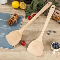 unpainted wooden spatula beech spatula does not hurt the pot long handle cooking spatula tools kitchen gadgets and accessories