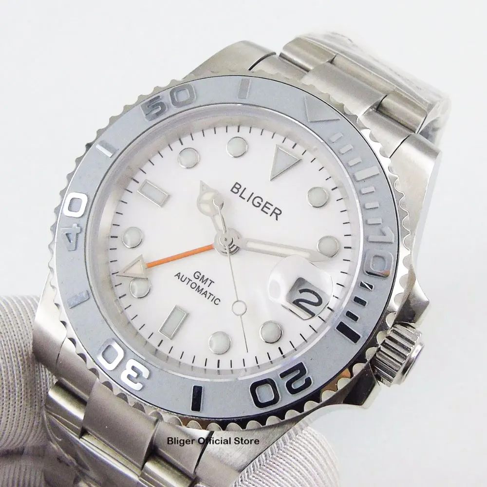 Механические Автоматические Мужские часы 40 мм функция GMT светящийся циферблат |