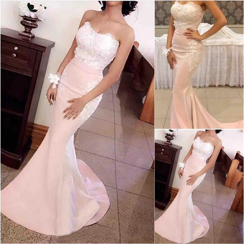 

Платье-Русалка с открытой спиной, новинка, блестящее атласное платье без рукавов с аппликацией для выпускного вечера