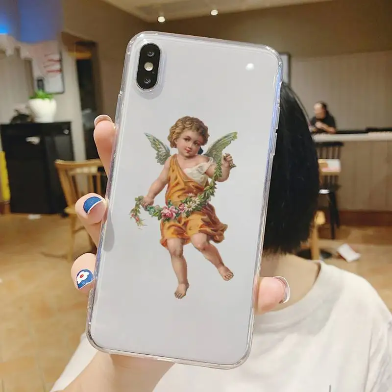 

angel retro cute Renaissance Phone Cases Transparent for iPhone 6 7 8 11 12 s mini pro X XS XR MAX Plus