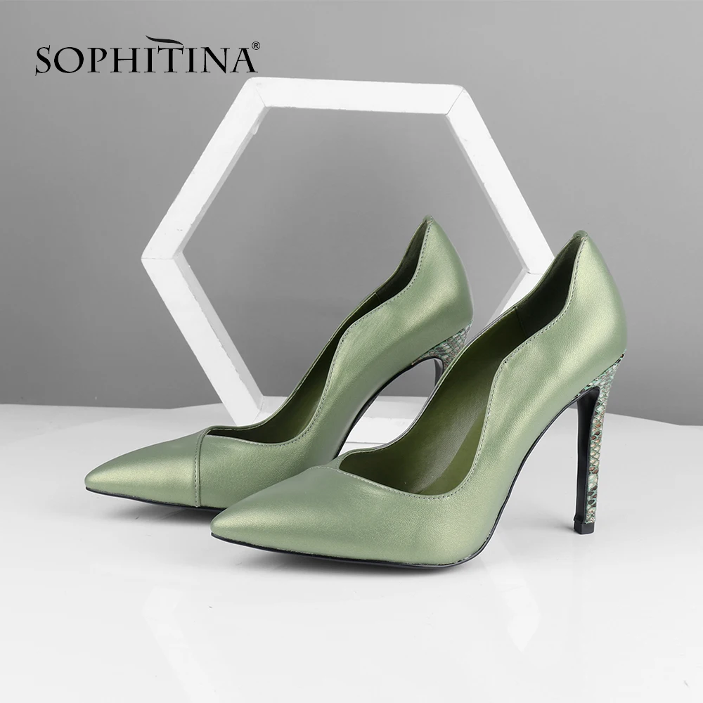 SOPHITINA/однотонные туфли лодочки с закрытым носком Женская обувь нового дизайна из