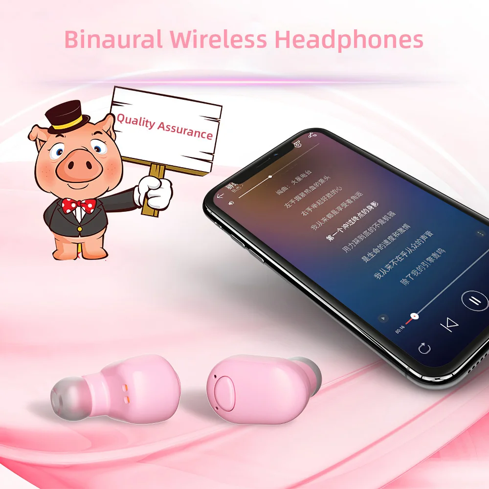TWS свинья Bluetooth наушники 5 0 Беспроводная гарнитура стерео в ухо suboofer девушка милый