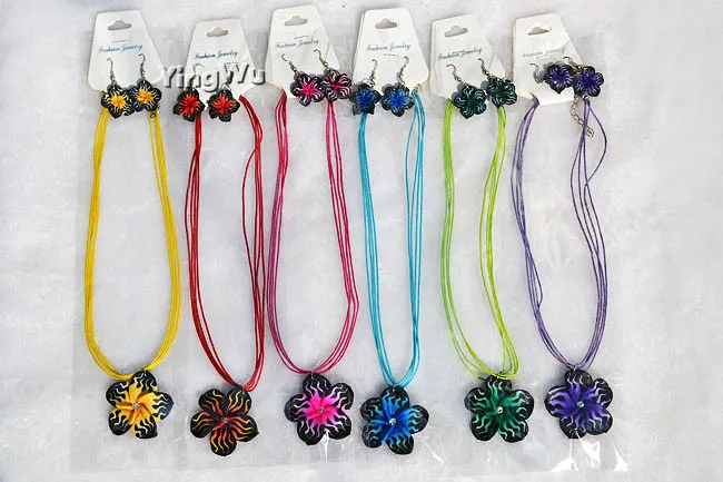 Yingwu New Fashion Hawaii Plumeria Flowers Jewelry Sets Fimo Polymer Clay Earrings Necklace Pendant | Украшения и аксессуары