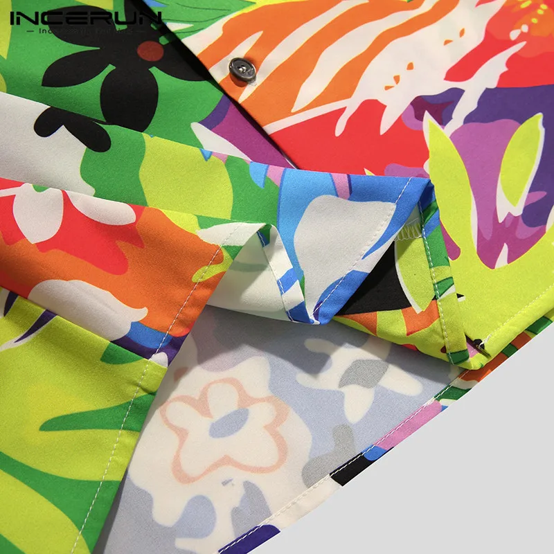 

2021 Summer Printed Hawaiian Beach Shirts INCERUN Men Comfy Short Sleeve Lapel Shirts Man Casual Button Camisa Streetwear S-5XL