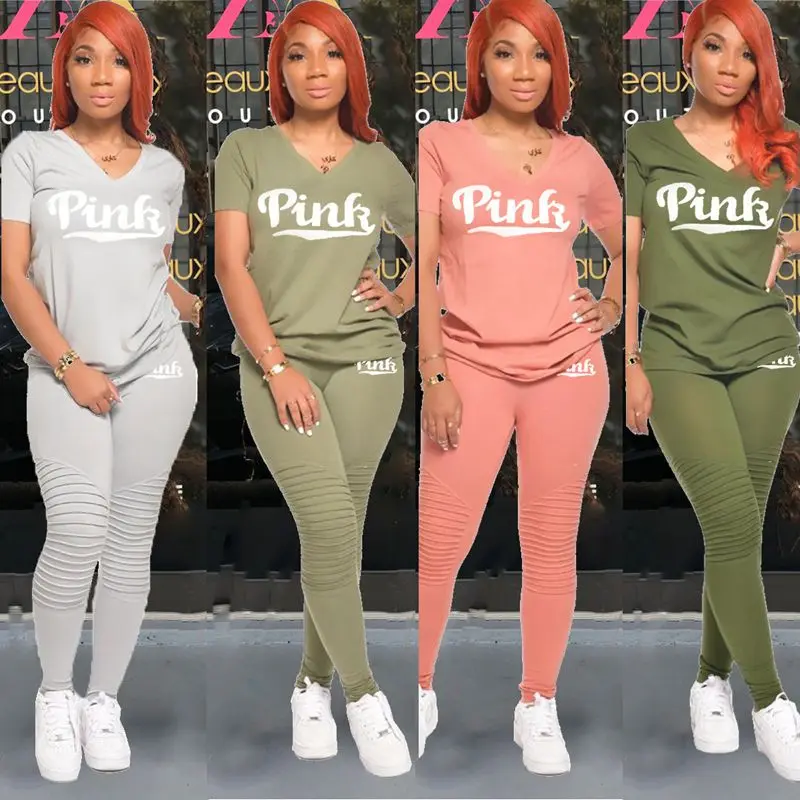 

Summer Sexy Two Piece Set Women Solid Short Sleeve T-shirt Tops+Pants Sets Juicy Coutoure Tracksuit Streetwear Wholesale Items