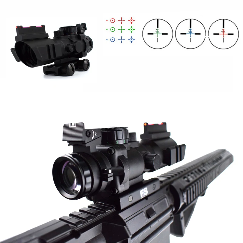 Тактический прицел 4X32 красный зеленый и синий с подсветкой для страйкбола