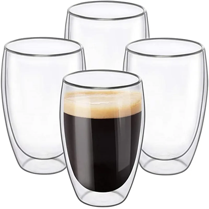 2Pcs คู่ถ้วยกาแฟแก้วทนความร้อน Shot ไวน์แก้วเบียร์เครื่องดื่มชา Cappuccino ถ้วยโปร่งใส drinkware