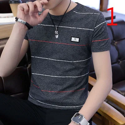 

Summer short-sleeved t-shirt men's Korean version of Slim personality trendy handsome half-sleeved clothes