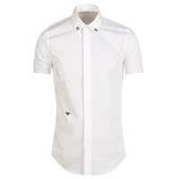 2021 mens casual shirt collar metal decoration small bee embroidery white shirt mens business short sleeved shirt