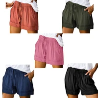 women plus size summer wide leg shorts drawstring elastic waist loose pants solid color streetwear with pockets s 3xl