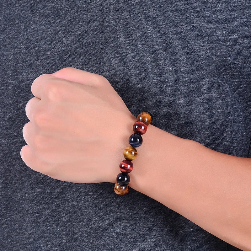 6-12mm AAAA Tiger Eye Stone Bracelets Charm Natural Beads Bracelet for Men Women Yoga Meditation Male Buddha Jewelry | Украшения и