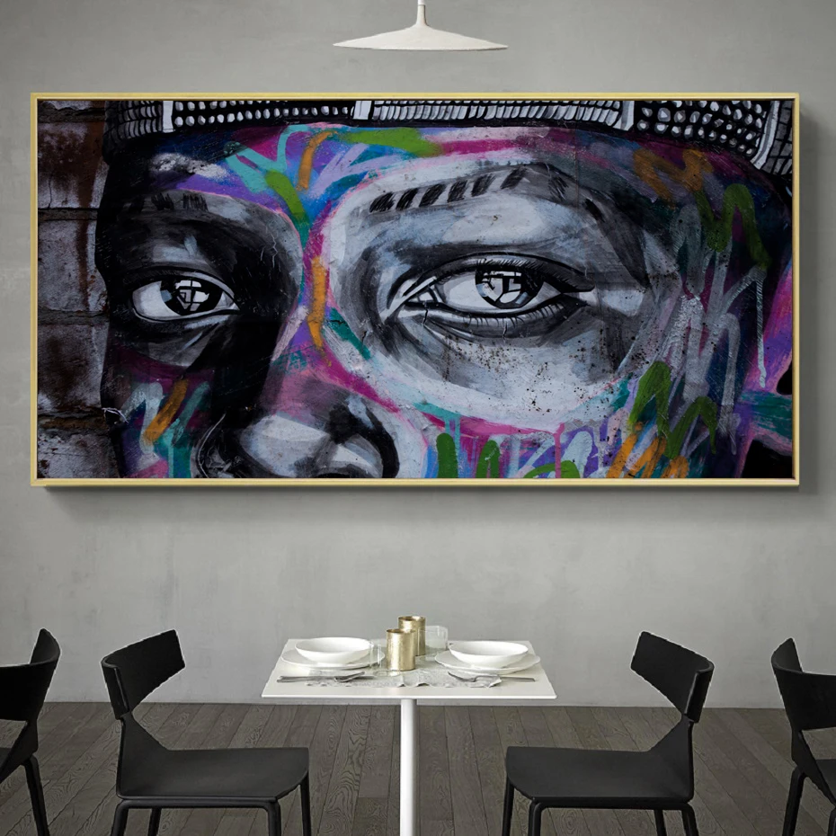 Граффити Бэнкси с изображением лица глаз постеры картины на холсте настенные