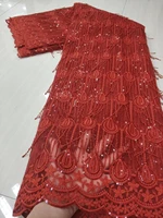 red african lace fabric 2021 high quality lace nigerian sequin lace fabric french milk silk fabric for wedding dress afm4916