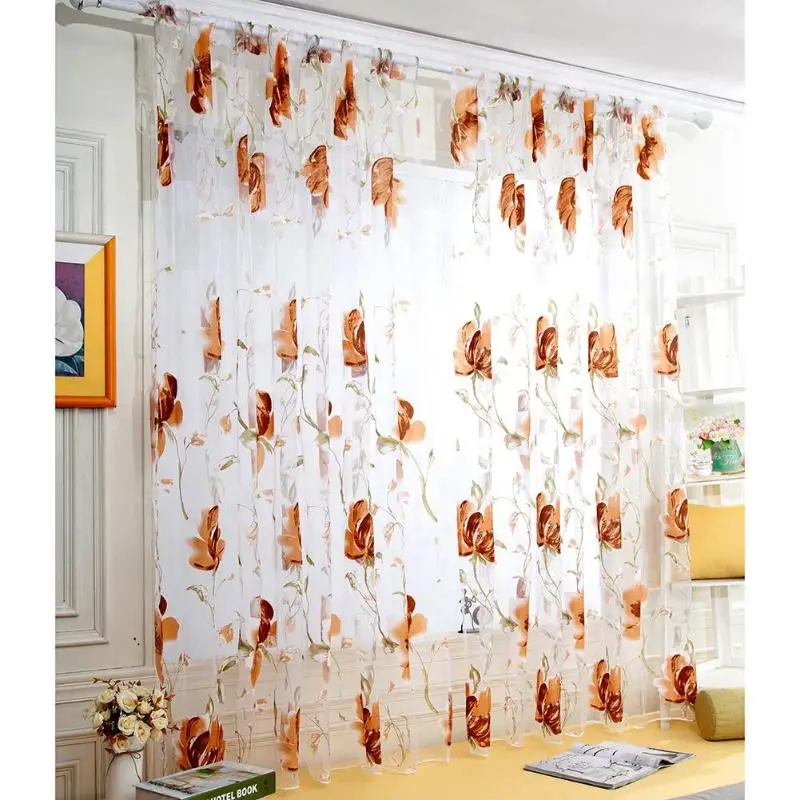 Тюлевые затемняющие шторы с большим цветком драпировка для окна спальни