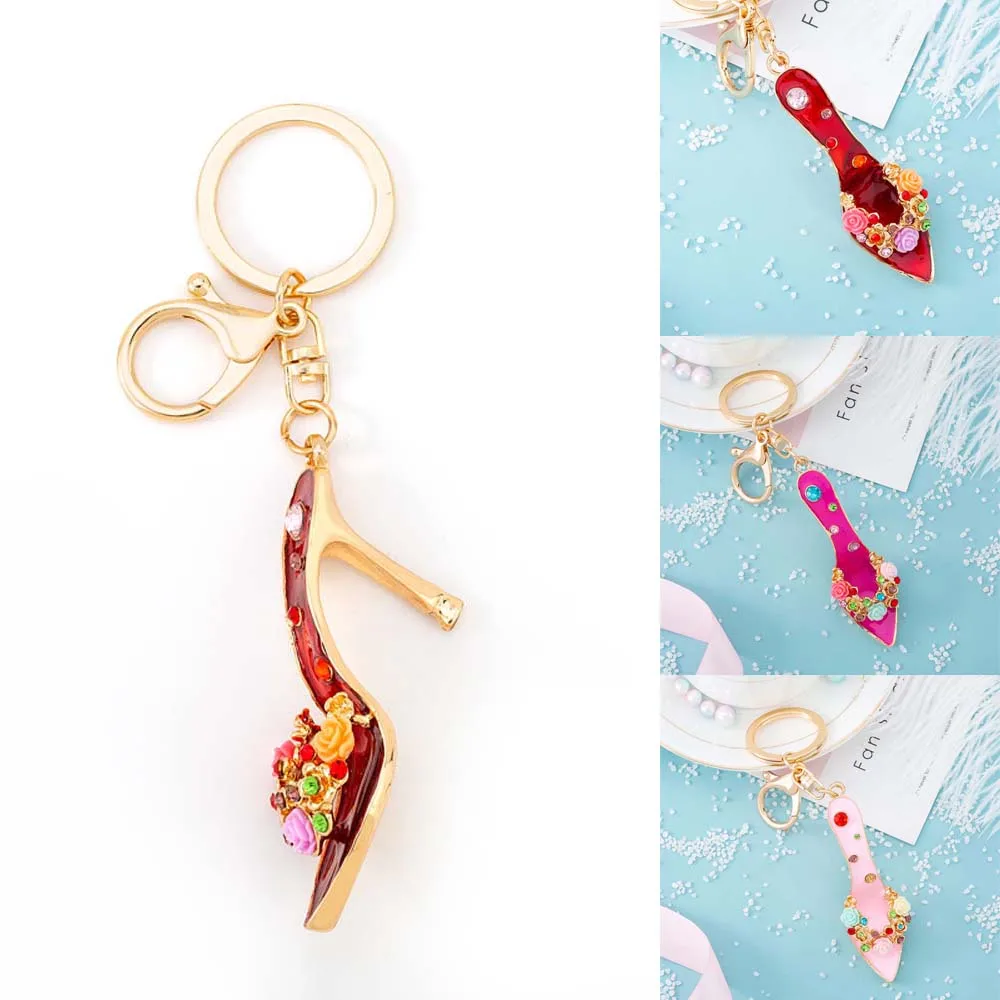 1 шт. мини милые брелоки на высоком каблуке розы Кристалл обувной брелок модная