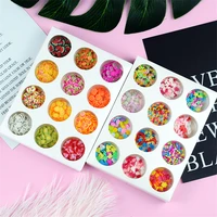 12 holes slime soft pottery fruit slice pearl sequin sprinkles filler children toys modeling clay diy accessories nail art tips