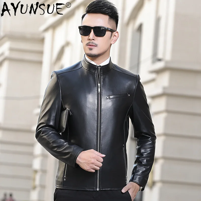 

AYUNSUE 2020 New Men's Genuine Sheepskin Leather Jacket Men Clothing Autumn Coat Male Korean Style Clothes Ropa Hombre LXR855