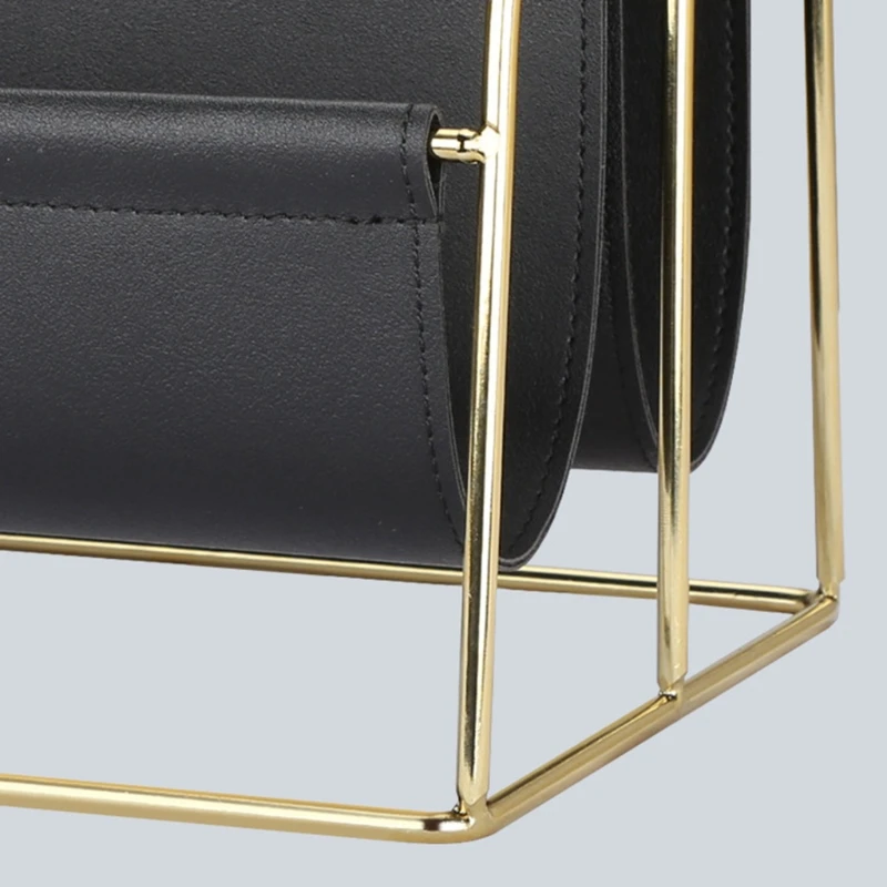 

50LA Multi-Grid Desktop Leather Magazine Holder Free Standing Floor Desk and Table Top Storage and Display Stand Desk Mail