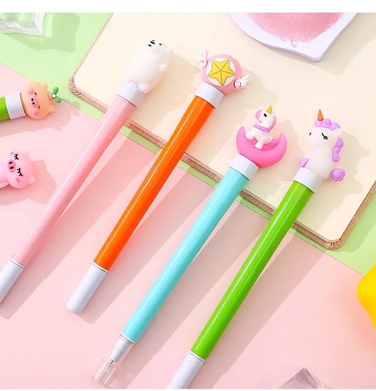 1 шт. 0,5 мм Kawaii Мультфильм Единорог кролик освещение черные чернила гель детская ручка подарок школьные офисные канцелярские принадлежности