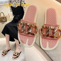 2021new summer slippers high quality open toe womens slippers casual sandals chain ladies beach shoes soft non slip flip flops