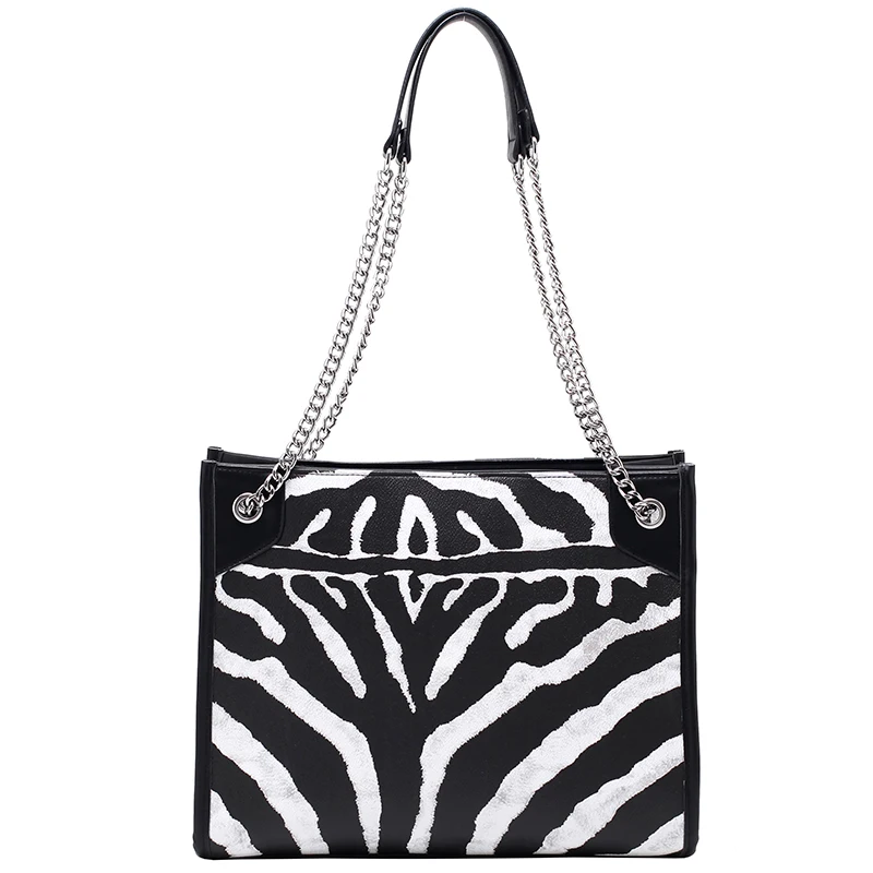 

[BXX] Zebra Pattern Chain PU Leather Crossbody Bags For Women 2021 Autumn Trend Shoulder Bag Ladies Branded Travel Handbag HO808