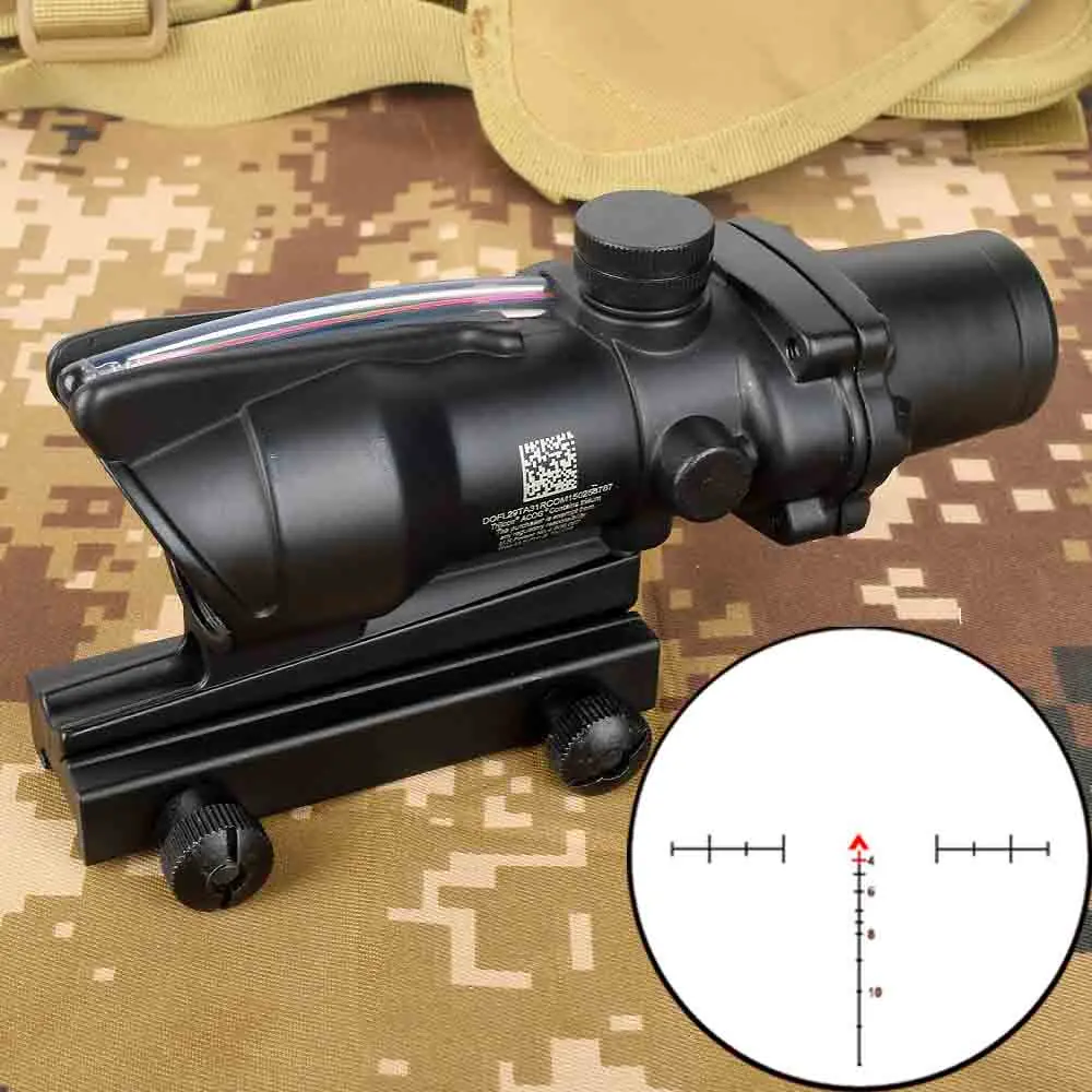 Бежевый Hunting 4X32 ACOG Real Fiber Scope BDC Chevron Horseshoe Reticle Tactical Optical Sights for cal.223.308 - Цвет: Бежевый