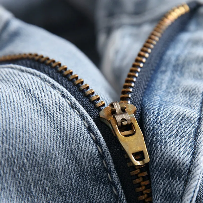 

Prowow Streetwear Fashion Men Jeans Light Blue High Quality Patches Designer Ripped Jeans Elastic Slim Fit Hip Hop Pants