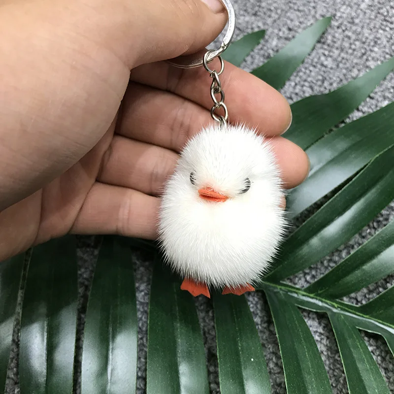 Натуральная супер милая вода норки мини мех маленькая Желтая утка сумка с