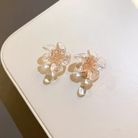acrylic flower no ear hole ear clip earbone clip japan and south korea simple temperament retro earrings small fresh ear jewelry