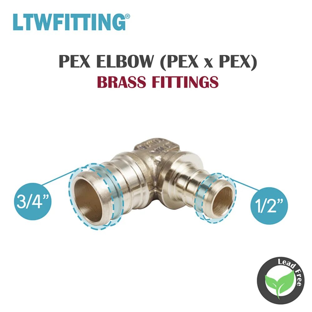 Латунный обжимной фитинг LTWFITTING PEX без свинца диаметр 1/2x3/4 колено PEX|crimp fitting|brass